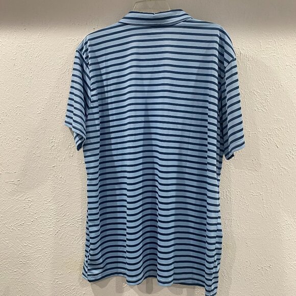 Columbia, NWT, Hiking Striped Polo, men's  size XL, in light blue and navy. - Picture 2 of 7
